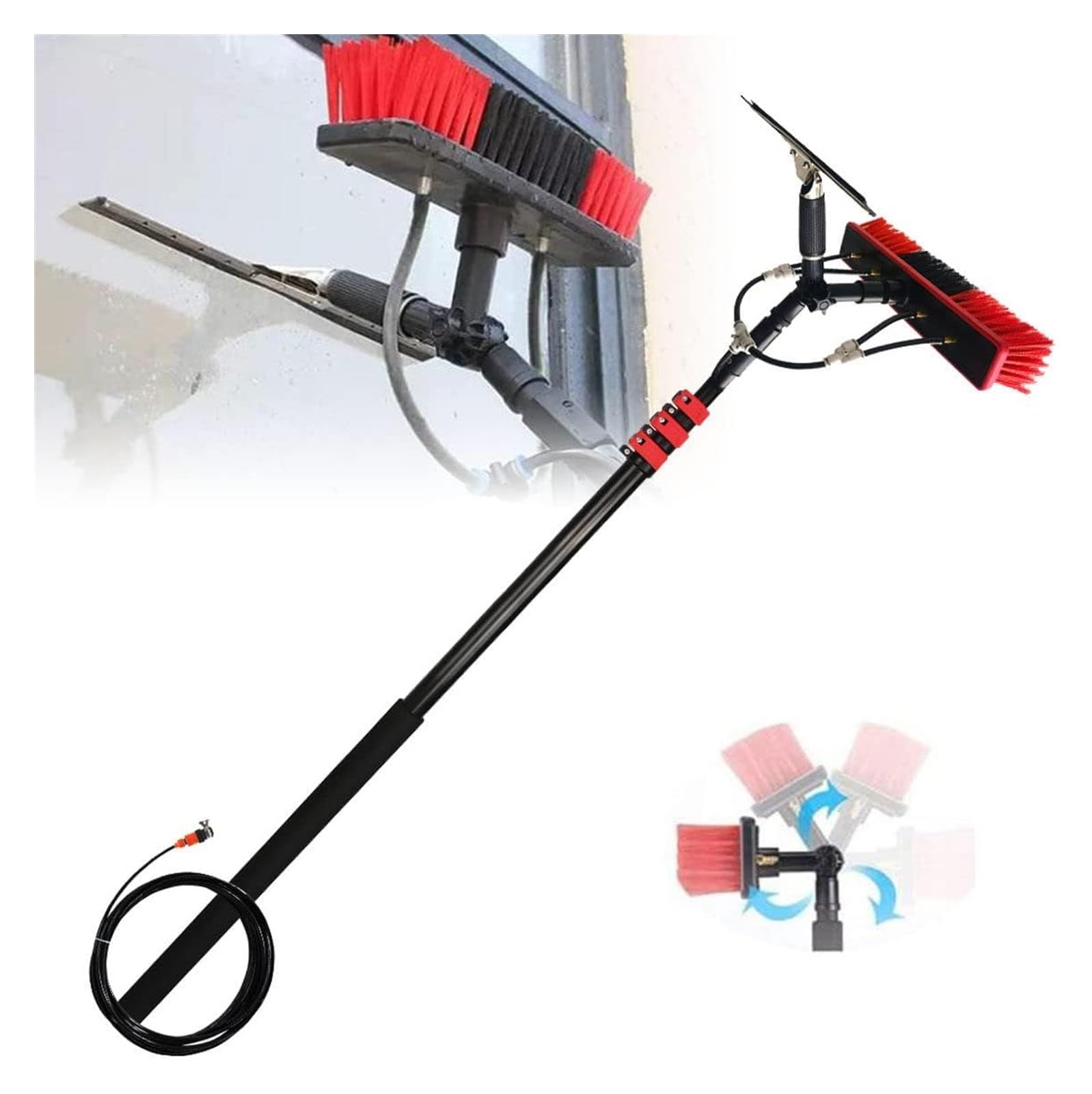 GHFXSCV 20FT Water Fed Pole Kit with Brush Window Cleaner for Solar Panels & Photovoltaic Cleaning Hose Attachment for Efficient Outdoor Cleaning