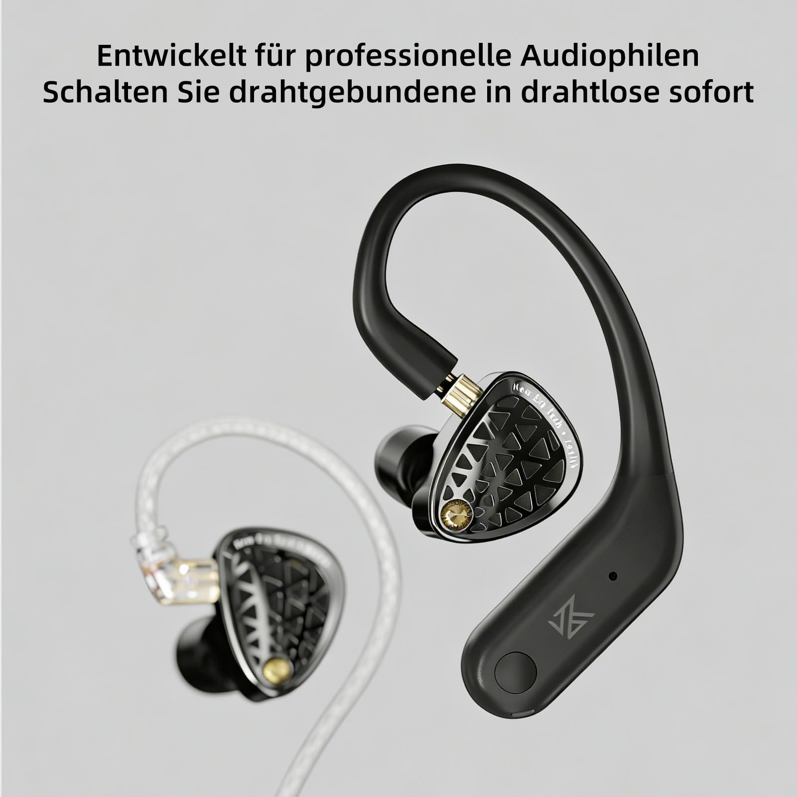 KZ AN01 IEM Adattatore Bluetooth per cuffie, Modulo per cuffie Bluetooth 5.4 True Wireless, cuffie wireless con gancio auricolare e cancellazione attiva del rumore (ANC), 40 ore di riproduzione