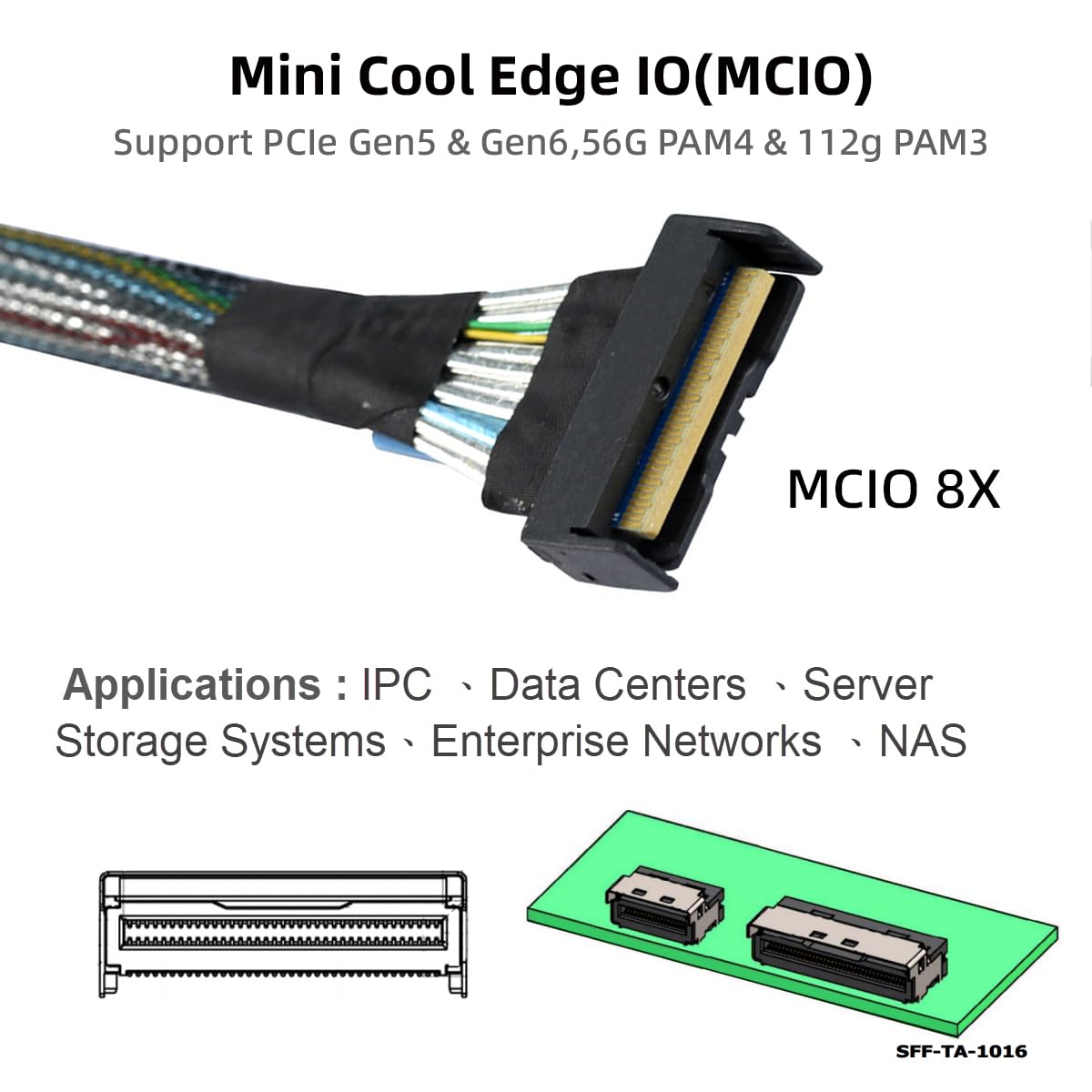 cablecc MCIO PCI-E 5.0 Mini Cool Edge IOSTR PCI-E 8i 74Pin Maschio a Dual MCIO 38Pin Maschio Extender Cable 50 cm