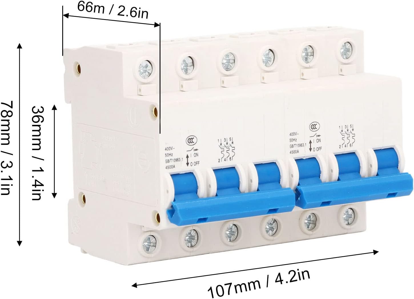Dual Power Transfer Switch Interlock 4500A AC400V Dual Power Circuit Breaker PVC for Solar Panel (Size : 16A)