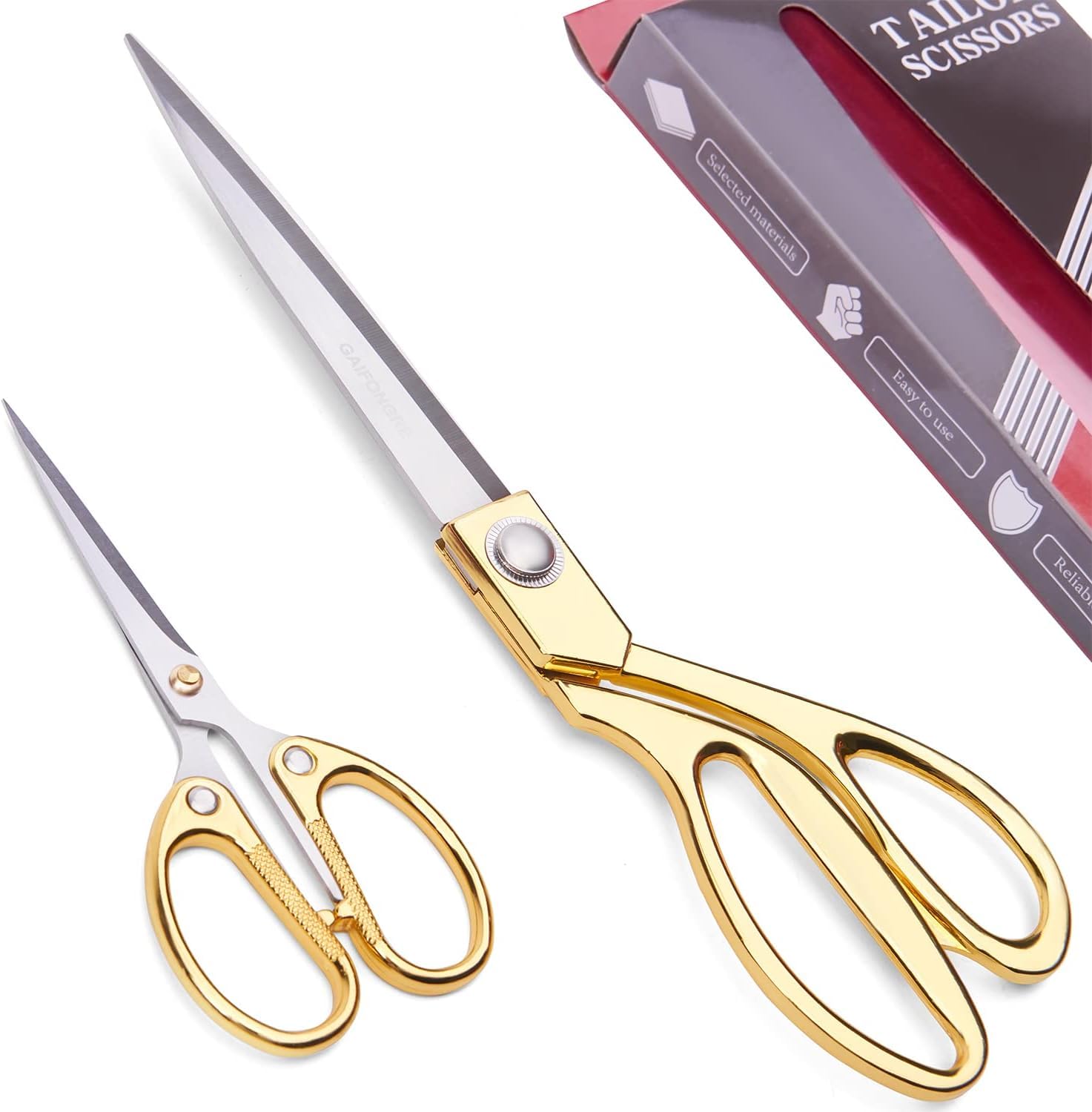 PUTHAK 5" & 10.5''Sewing scissors,Zinc alloy Handle,Sharp Stainless steel blades, Professional tailor scissors for Cloth Fabric cutting Dress making, Pack Of 2