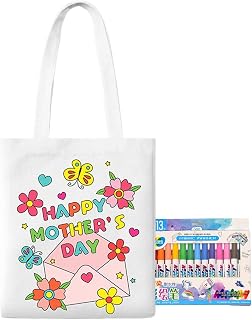 Veeteah Bolsas de transporte sin impresión, bolsa de garabatos, regalo para el día de la madre, actividad artesanal con lápices para colorear para niños pequeños, hogar, guardería, escuela, Diseño 2