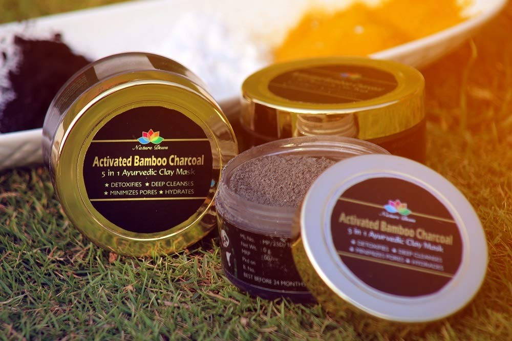 Activated Bamboo Charcoal Face Mask | Ayurvedic Detan Treatment | Power of 6 Clays | With Chandan & Orange Peel Powder