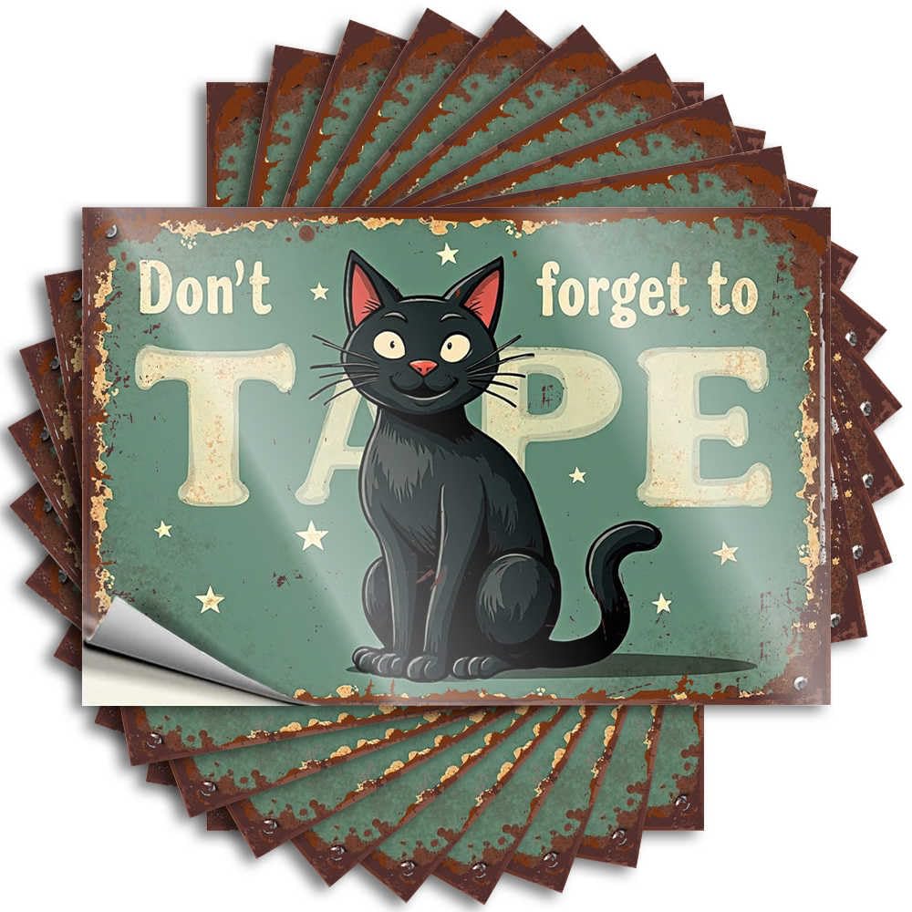 Decals Teen Decor Easy Apply | Black Cat Warning: Don't Forget to Tape! Heavy Door Peel and Stick(12X18CM)