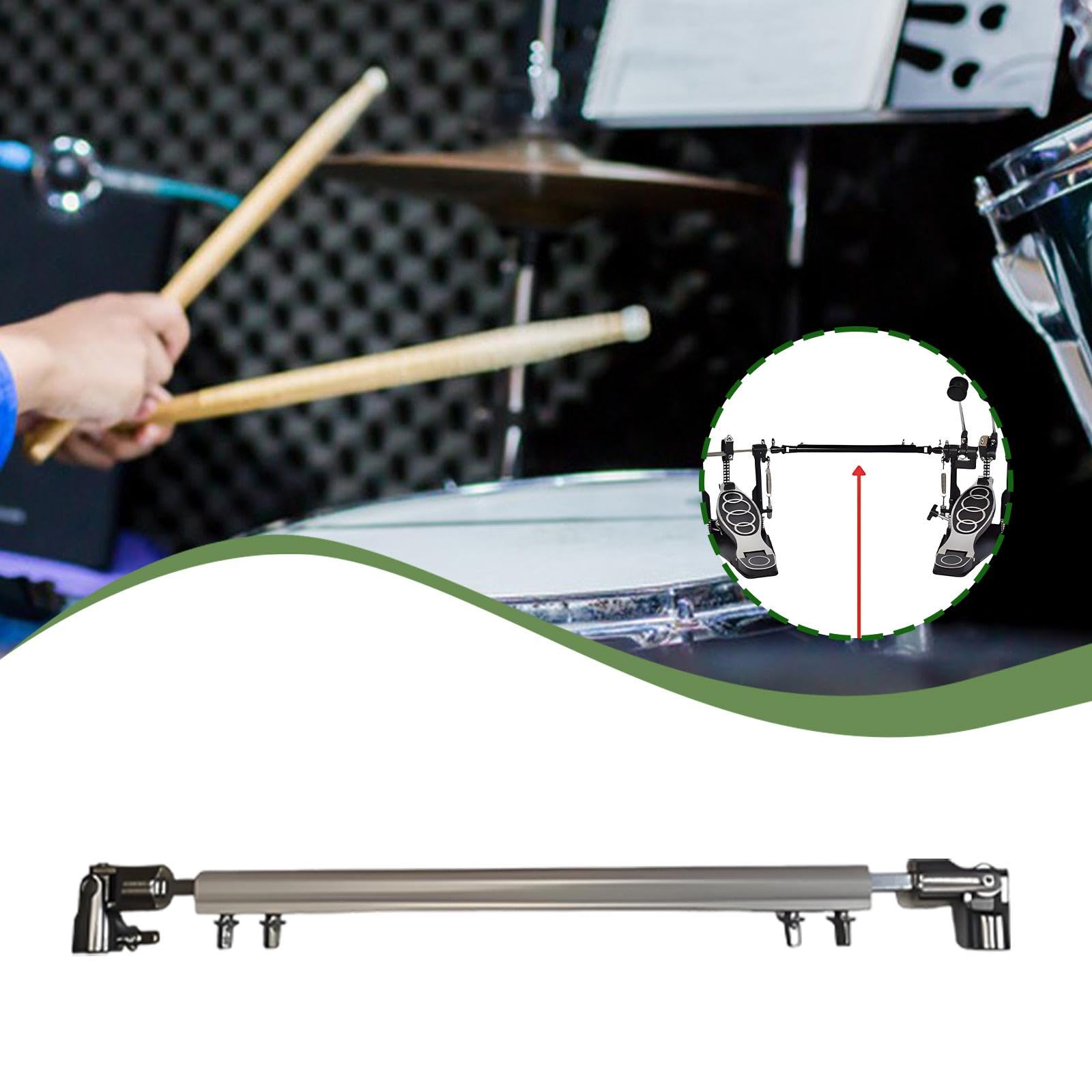 Bielle de Raccord Pédale Grosse Caisse Double Chaîne Tige de Connexion Double Batterie Pièce Percussion Instrument Musicien Liaison Transmission Cam A, Argent