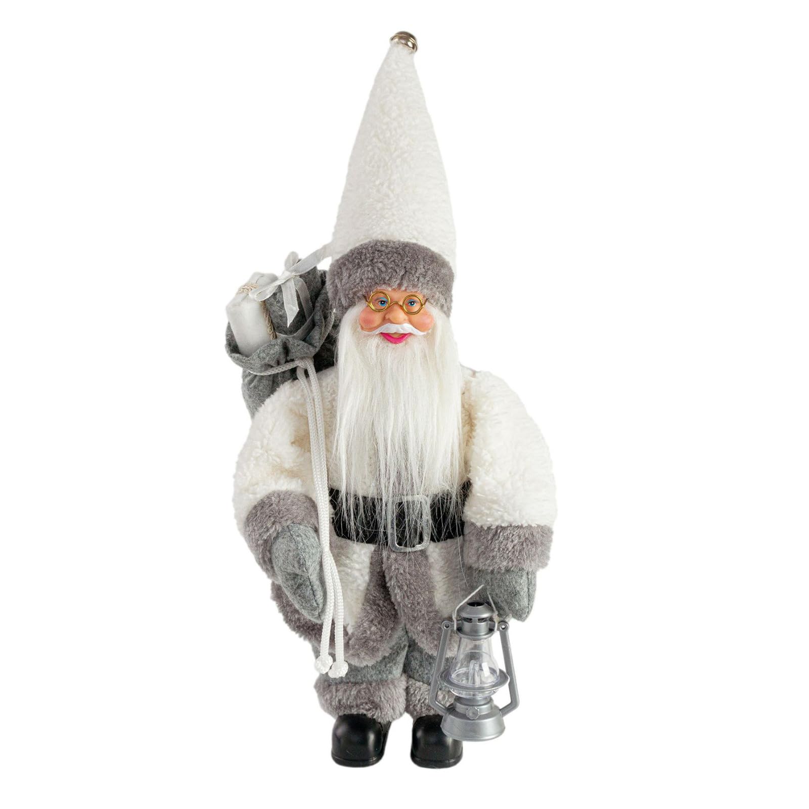 Tsophreniq 12Inch Standing Santa Figurine Christmas Decoration for Homes Window Display Sturdy Fabric Design Santa Window Display Ornament