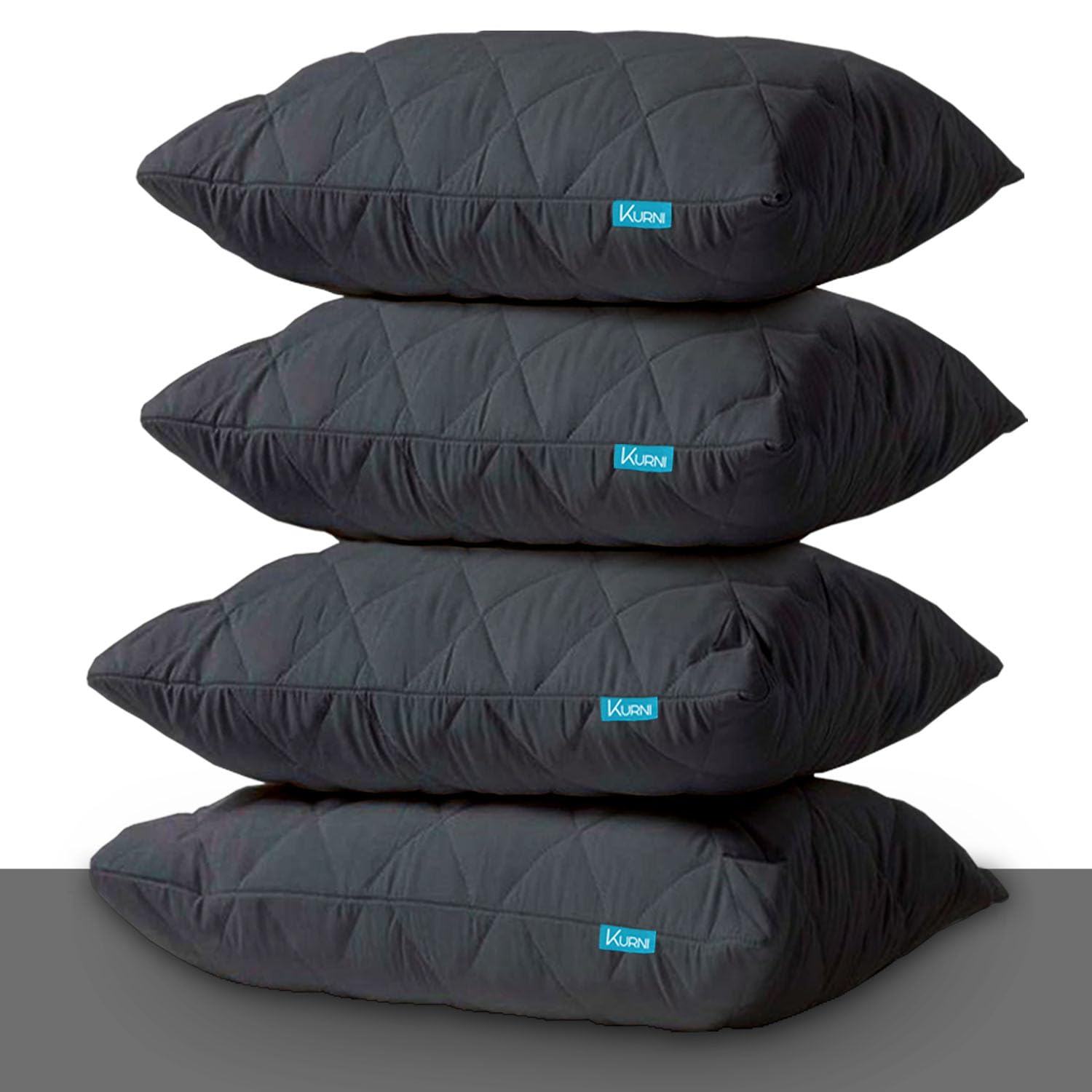 Housses de coussin noires anti-acariens 50x75 cm taies oreiller matelassées lavables