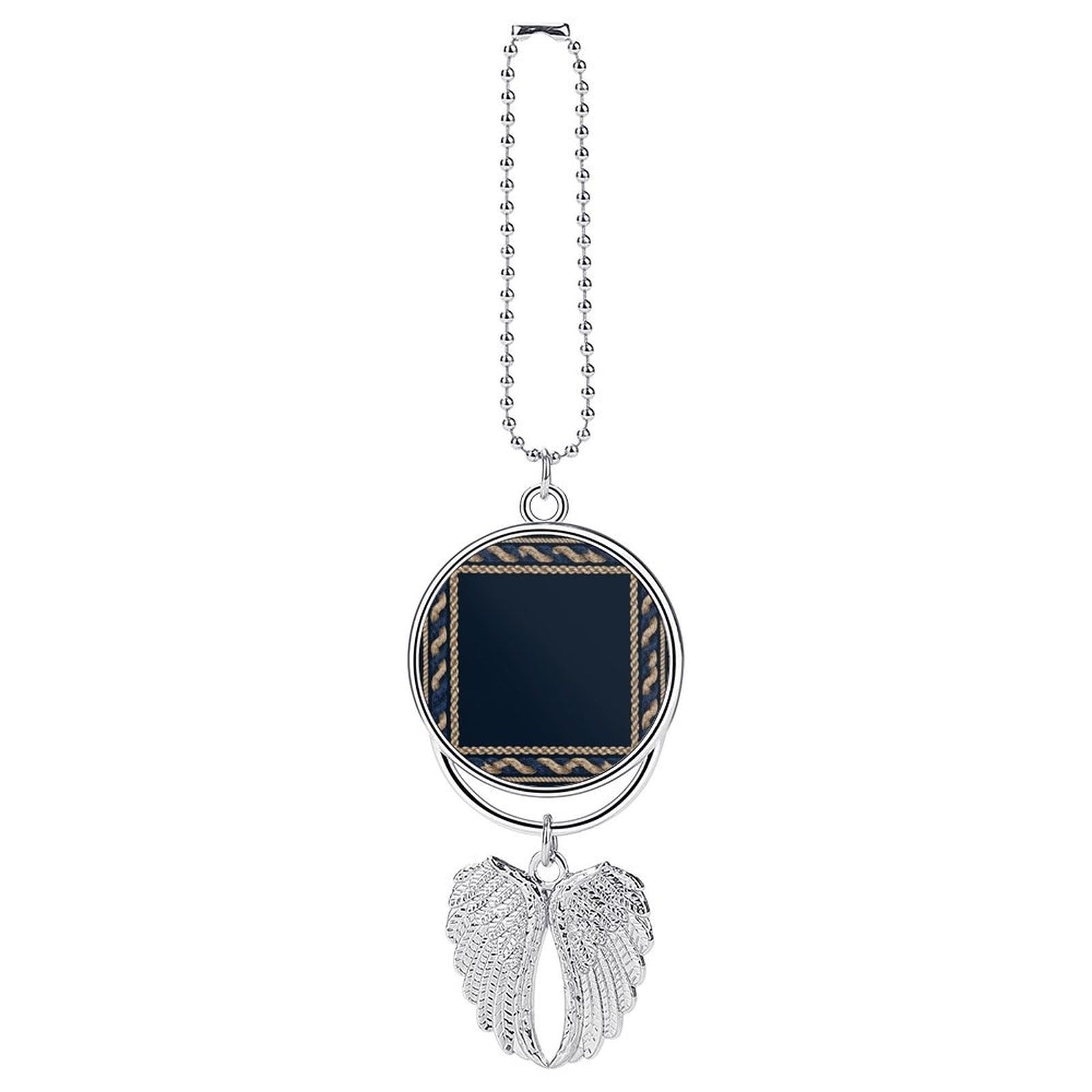Luxury Navy Blue Beige Twisted Rope Texture Car Hanging Pendant Car Interior Decoration Rearview Mirror Charms Ornaments