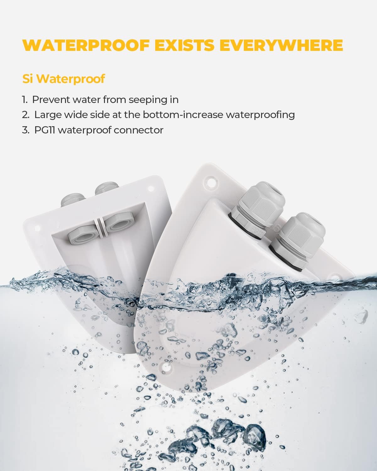 BougeRV White Solar Double Cable Entry Gland Box, RV roof Waterproof ABS Solar Entry housing for RVs, Boats, Yacht, Roofs（White） image 5