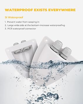BougeRV White Solar Double Cable Entry Gland Box, RV roof Waterproof ABS Solar Entry housing for RVs, Boats, Yacht, Roofs(White)