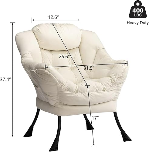 Miniatura 3 de HollyHOME - Silla perezosa grande de tela moderna, silla de lectura cómoda de gran tamaño, silla de descanso acolchada gruesa con reposabrazos,