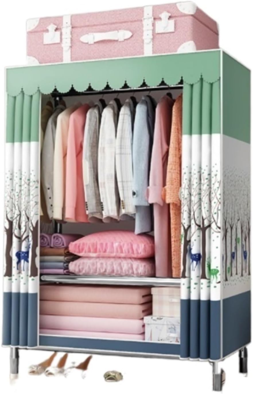 Bedroom Closet, Steel Pipe Combination Wardrobe Closet Storage Organizer Cabinet Garment Armoire Armoire Wardrobe(86 * 46 * 175cm)