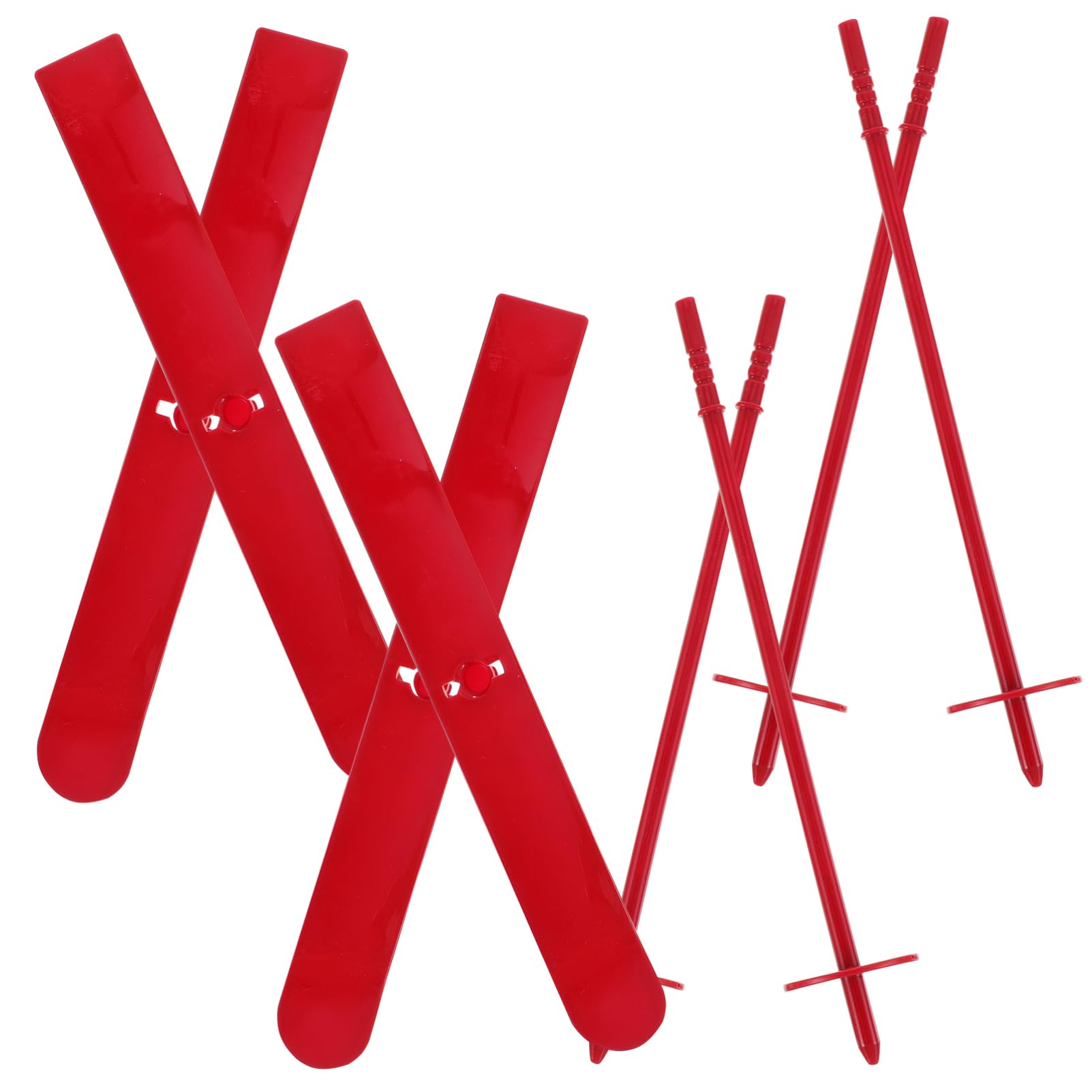 Miniature Snow Skis & Poles - 6 Complete Sets For Dollhouses, Winter Displays & Sport Party Favors