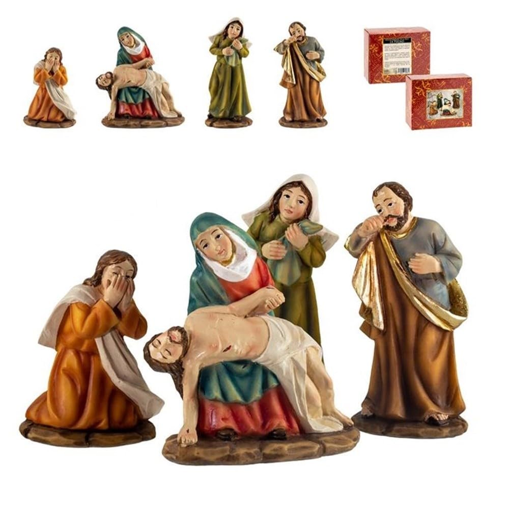Vierge des Piétas et Jésus Christ statuettes de Pâques en résine 8 cm