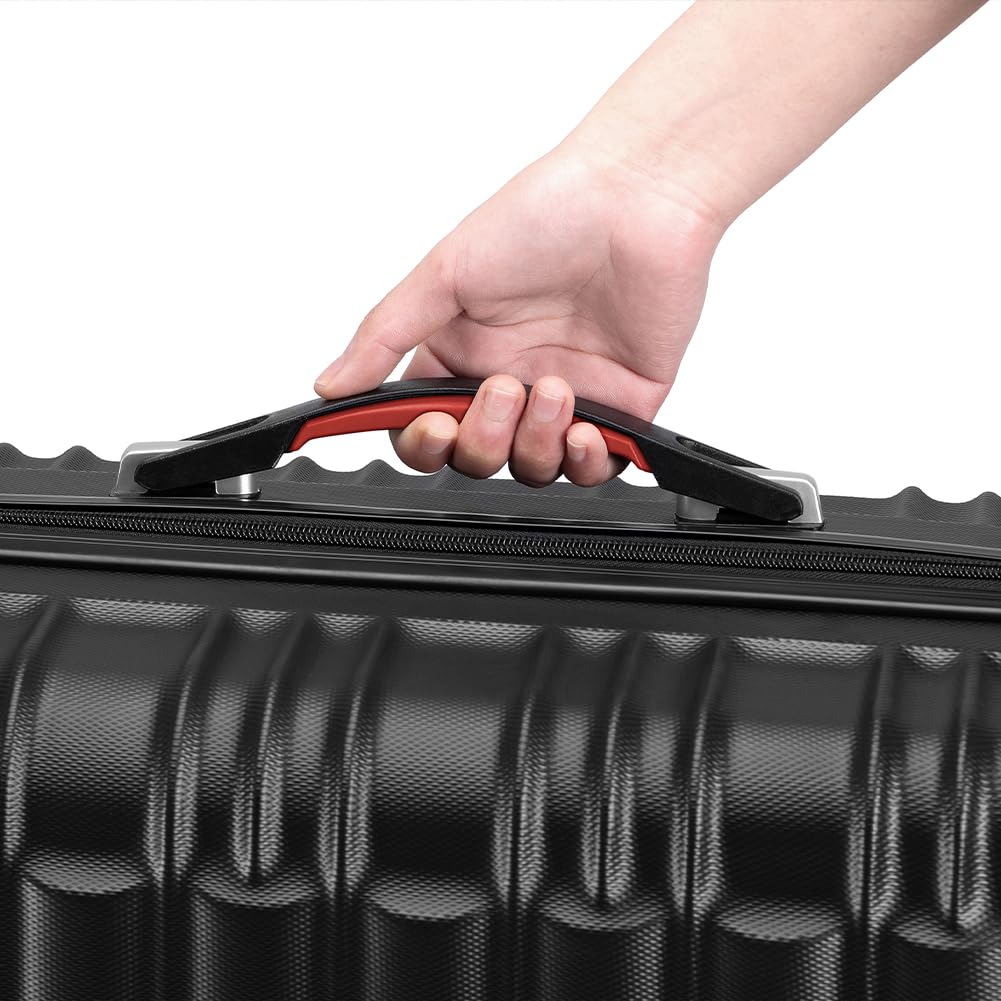 Juego de 4 Maletas rígidas de ABS, Maletas rígidas S-M-L-XL con Mango telescópico y 4 Ruedas Easy Roll, candado con Cerradura de código, Trolley Resistente de Viaje, con Equipaje de Mano