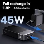NOBIS 45W Banque d'électricité 20000mAh - Chargeur portable charge rapide avec 2*USB-C(in/out) & 2*USB-A, affichage numérique & Petit mode actuel, compatible avec le téléphone 17 16 S25, Consoles de jeu