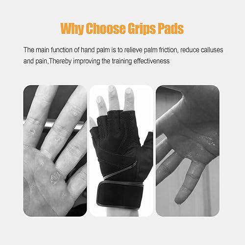 Miniatura 5 de Angzhili 2 pares de guantes de entrenamiento deportivo, agarres antideslizantes para gimnasio, almohadillas de agarre de neopreno, almohadillas de