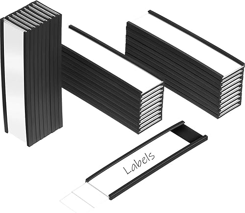 Outus 30 soportes magnéticos de etiquetas magnéticas de canal C de 3 x 0.8 pulgadas para caja de herramientas con 30 películas protectoras y 60