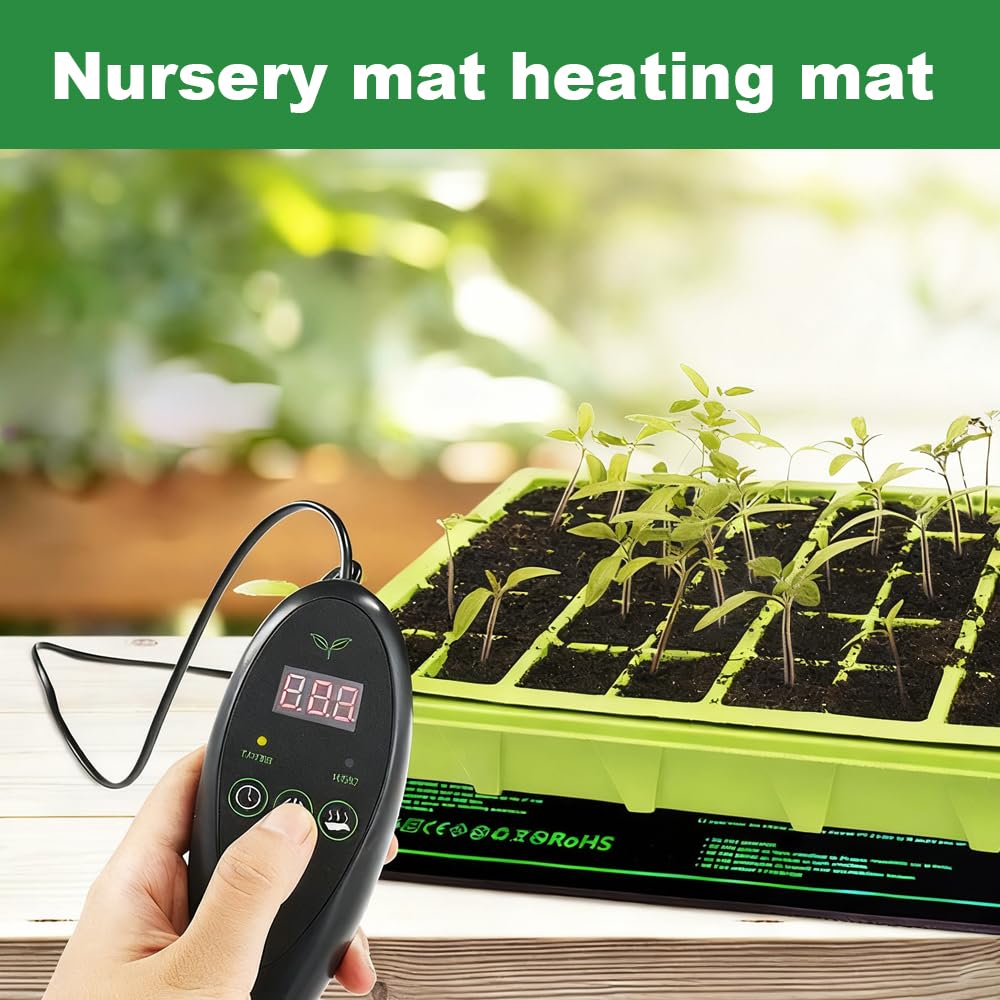 Mineup 75W Tappetino Riscaldante per Piante, 50x50cm Tappetino Termico, Tappeto Riscaldante Piante, Tappeti Riscaldanti con Termostato per Germinazione di Piantine Rettili