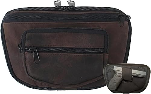 LARGE-DTOM - Cangurera de transporte oculta y ajustada CCW resistente y ultrasuave de piel de búfalo marrón