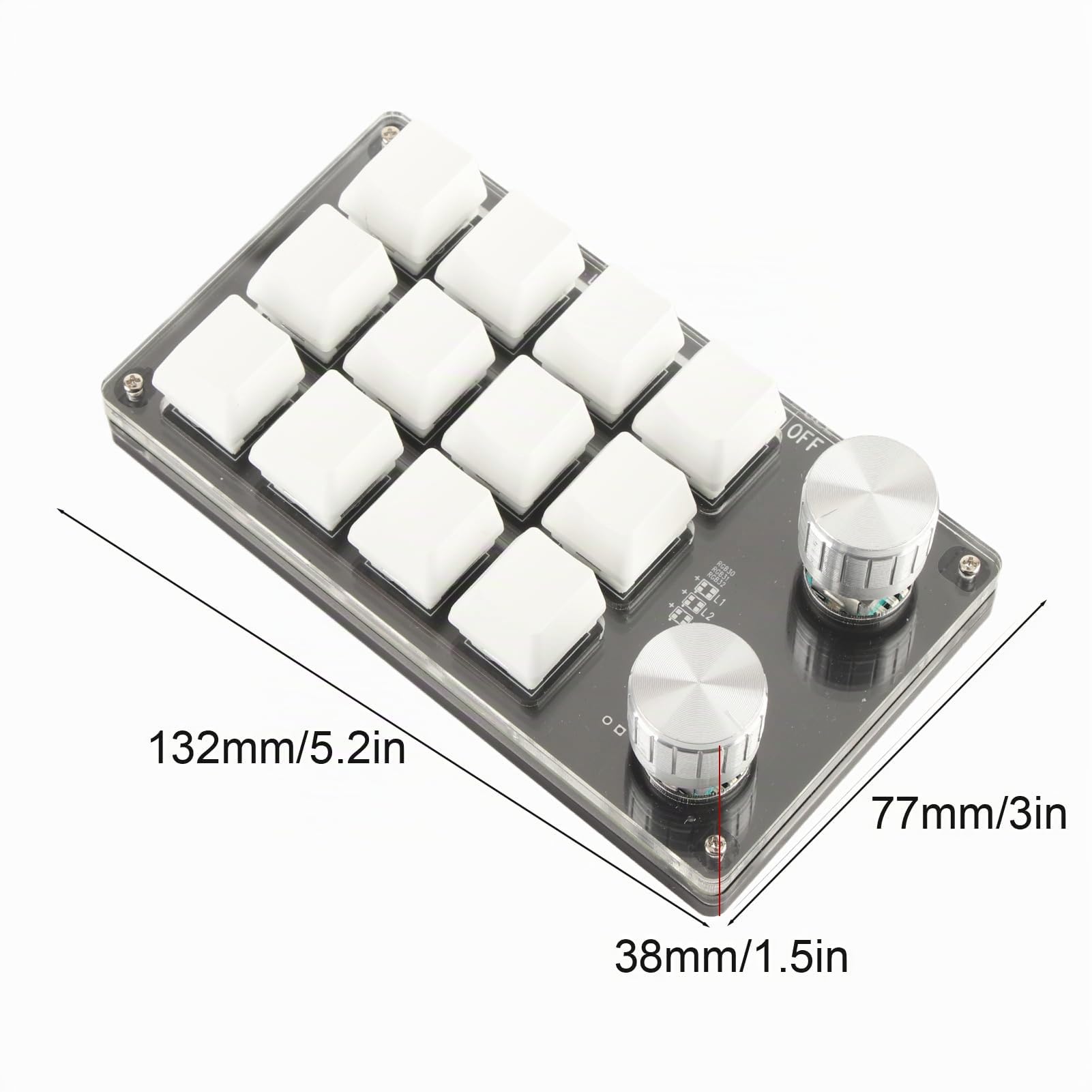 KIMISS Makro-Tastatur Einhändige Makro-mechanische Tastatur 12-Tasten-Multifunktions-DIY-programmierbare Tastatur für Office Gaming Makro-mechanische Tastatur (Schwarz)