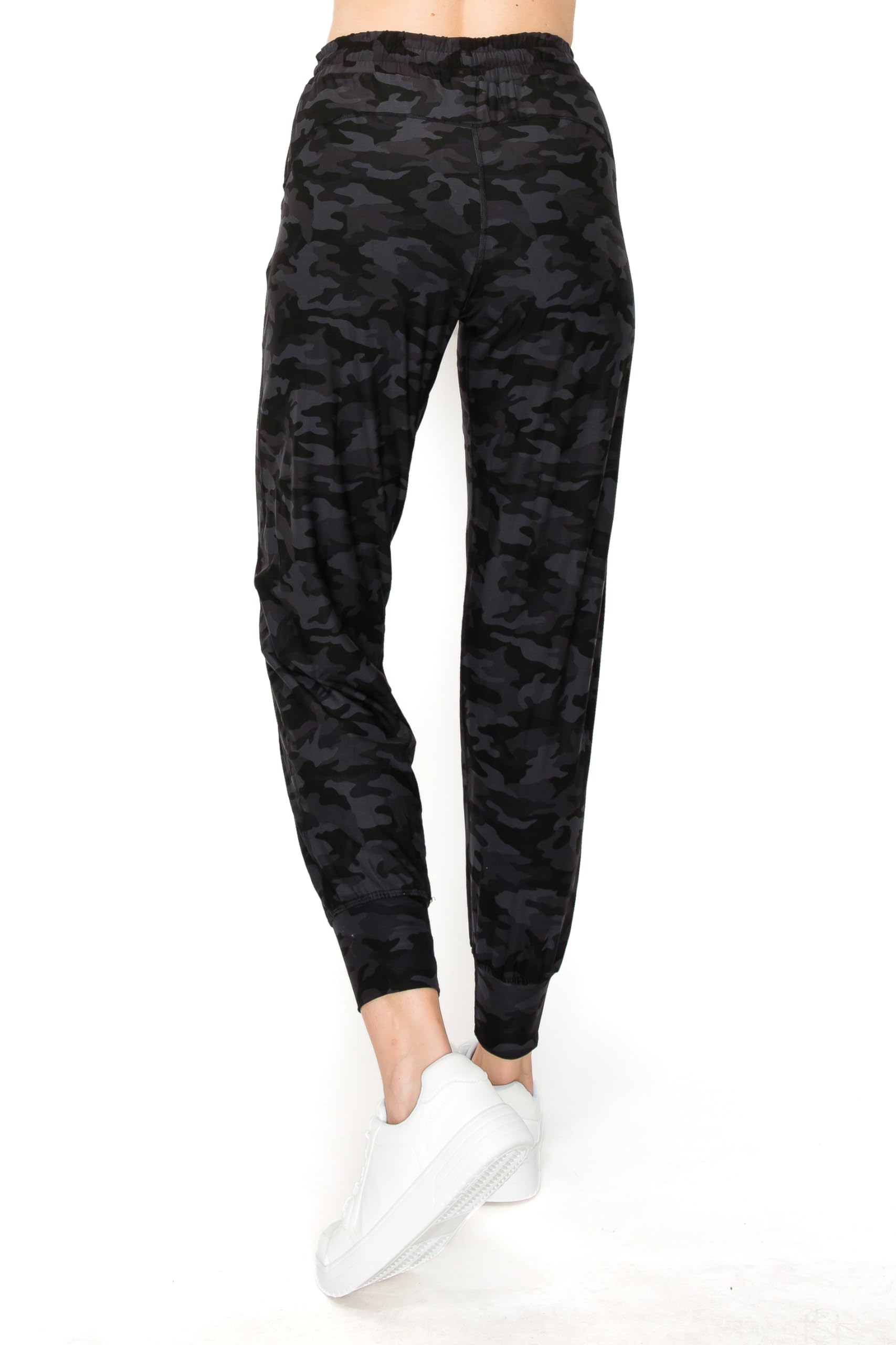 Leggings Depot ActiveFlex Damskie spodnie dresowe typu jogger do jogi, z kieszeniami, czarny kamuflaż, S