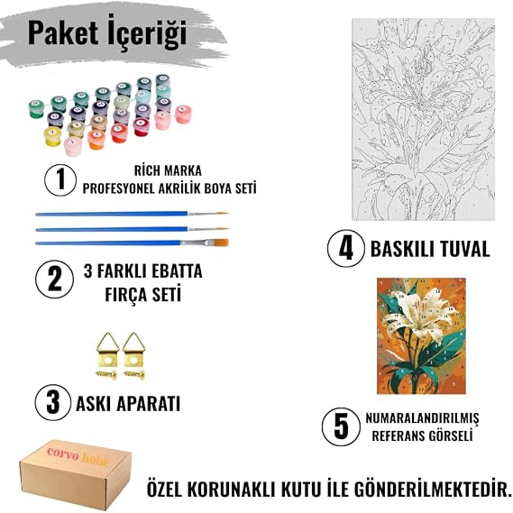 Sayılarla Boyama Tuval Hobi Seti, RENKLİ AT Temalı Fırça ve Boya Dahil Set (Çıtalı) 50X70 CM, Kendin Yap Sayılarla Tuval Boya Kiti (KASNAKLI)