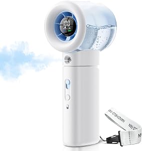 【家電批評ベストバイ受賞】Karcusiny ハンディファン ミスト付き 携帯扇風機 100段階風量調節 6000mAh大容量 手持ち・卓上・加湿3WAY