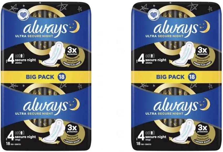 Always Ultra Secure Night Sanitary Towels with Wings Pack of 4 (9x4)