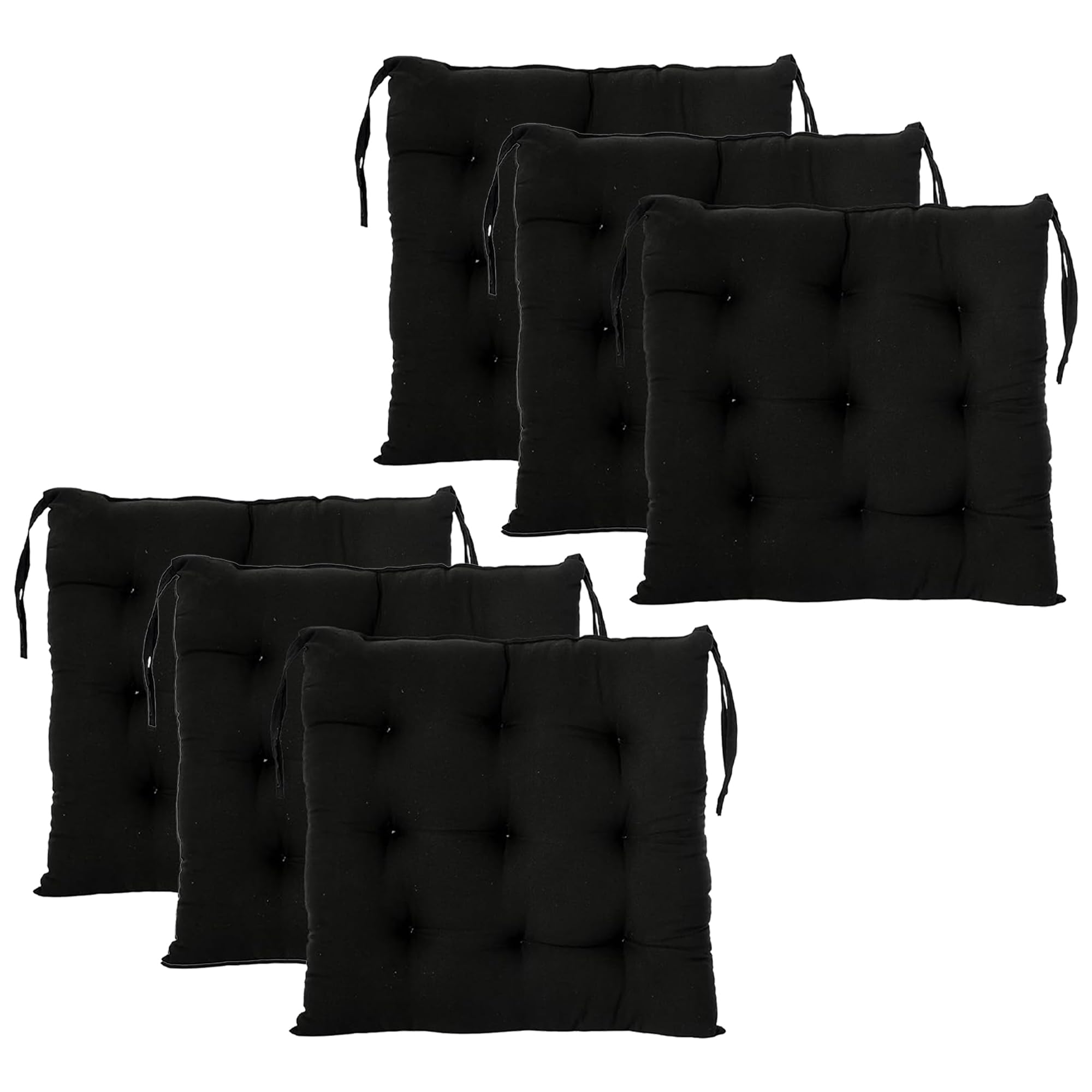 Kuber Industries Pack of 6 Cushions Pads for Chair | Back Cushion for Office Chair | Microfiber Square Chair Pad with Ties | Soft & Comfortable Cushion for Sitting | Black (B0DB1ZDQ5Z) Amazon Price History, Amazon Price Tracker