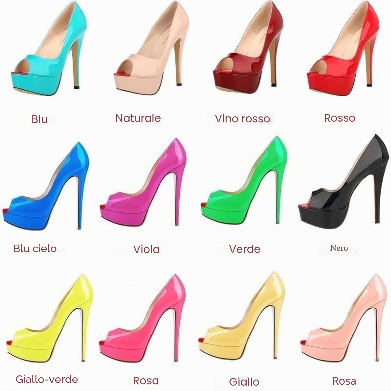 Sexy Open Toe Piattaforma Donne Tacchi Alti Super Alta Vernice Scarpe Tacchi Alti Rosso Scarpe Da Sposa Stiletti