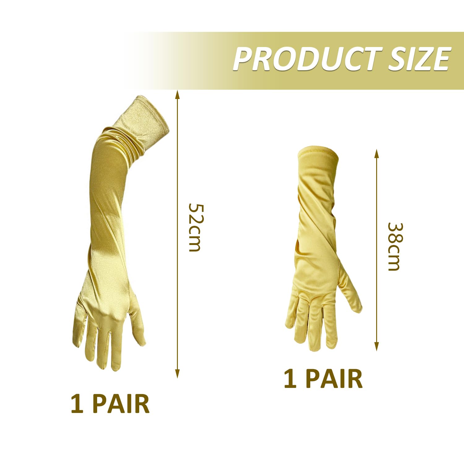 LSYYSL 2 works Of Prom Gloves, Satin Gloves, Vintage Gloves, Dress Gloves, Elastic Gloves, Costume Accessories - Image 2