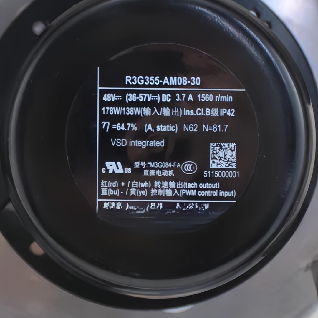 GJEXXPTST R3G355-AM08-30 48V 3.7A 178/138W 1560RPM Cooling Fan 355mm