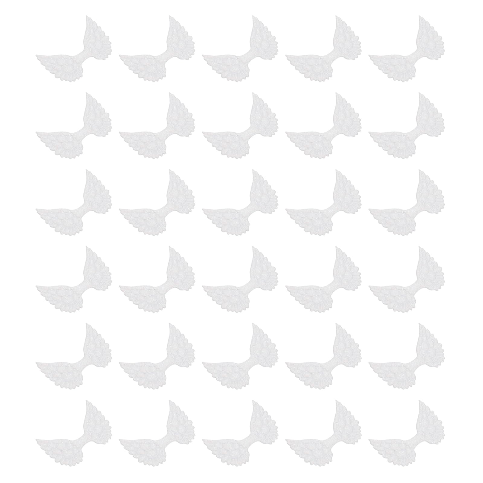 PATIKIL 60Pcs Angel Wings for Crafts, Glitter Mini Angel Wings Ornament Fabric Wings Sew on Doll Patches Embellishment for Hair Accessories DIY Crafts, White