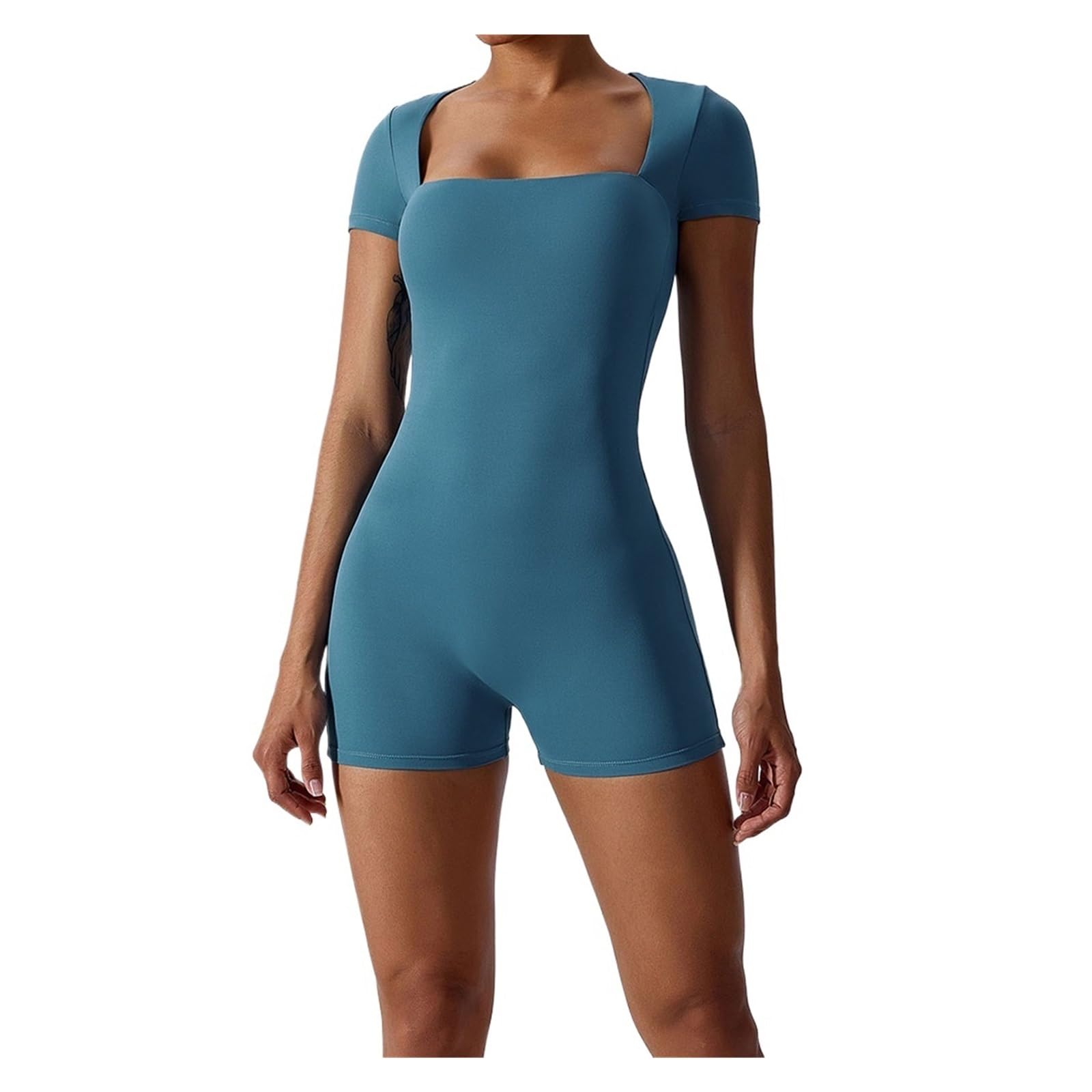 Conjunto de yoga for mujer, mono deportivo de una pieza, manga corta, ropa de gimnasio, push up, entrenamiento, fitness, mono de yoga