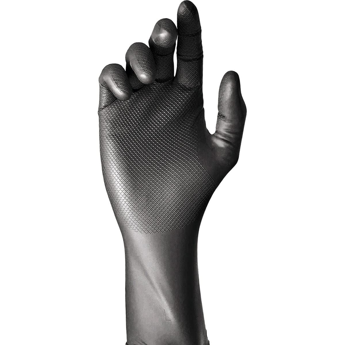 Juba Black/White 'Grippaz' Disposable Nitrile Powder-Free Coated Gloves, Size 9