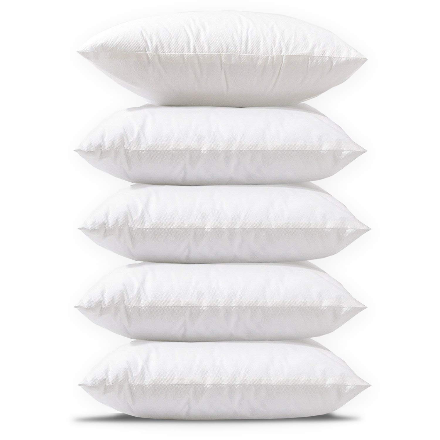 Kuber Industries (Set of 5) Premium Soft & Fluffy Sofa Pillow Cushions 16 inch x 16 inch | Microfiber Filled Throw Pillows for Diwan & Living room | Lightweight Square Bed Takiya & Cot Pillows (White)