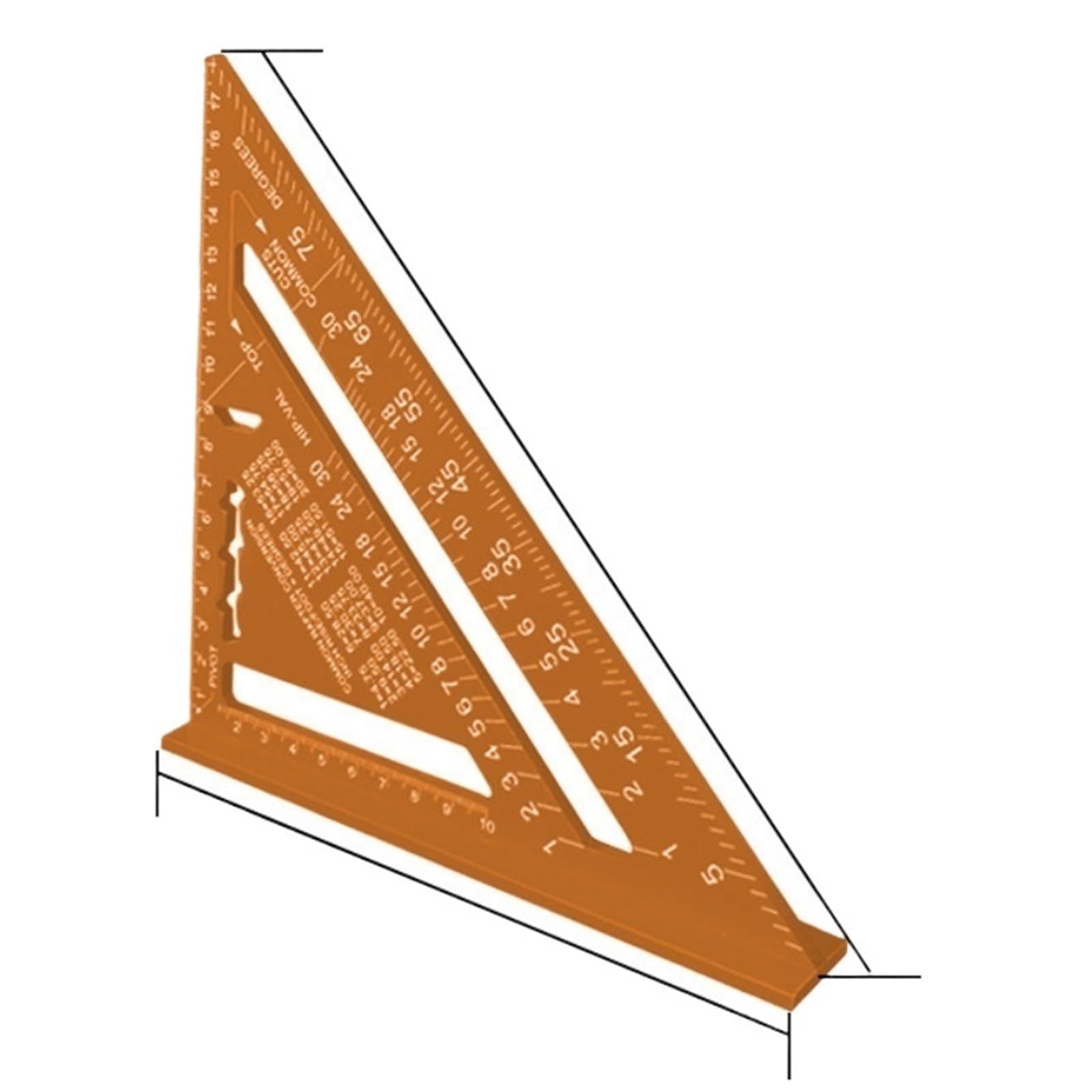 Angle Protractor,7inch Rafter Square Carpenter Measuring Layout Tool Alloy Metal Triangle Ruler
