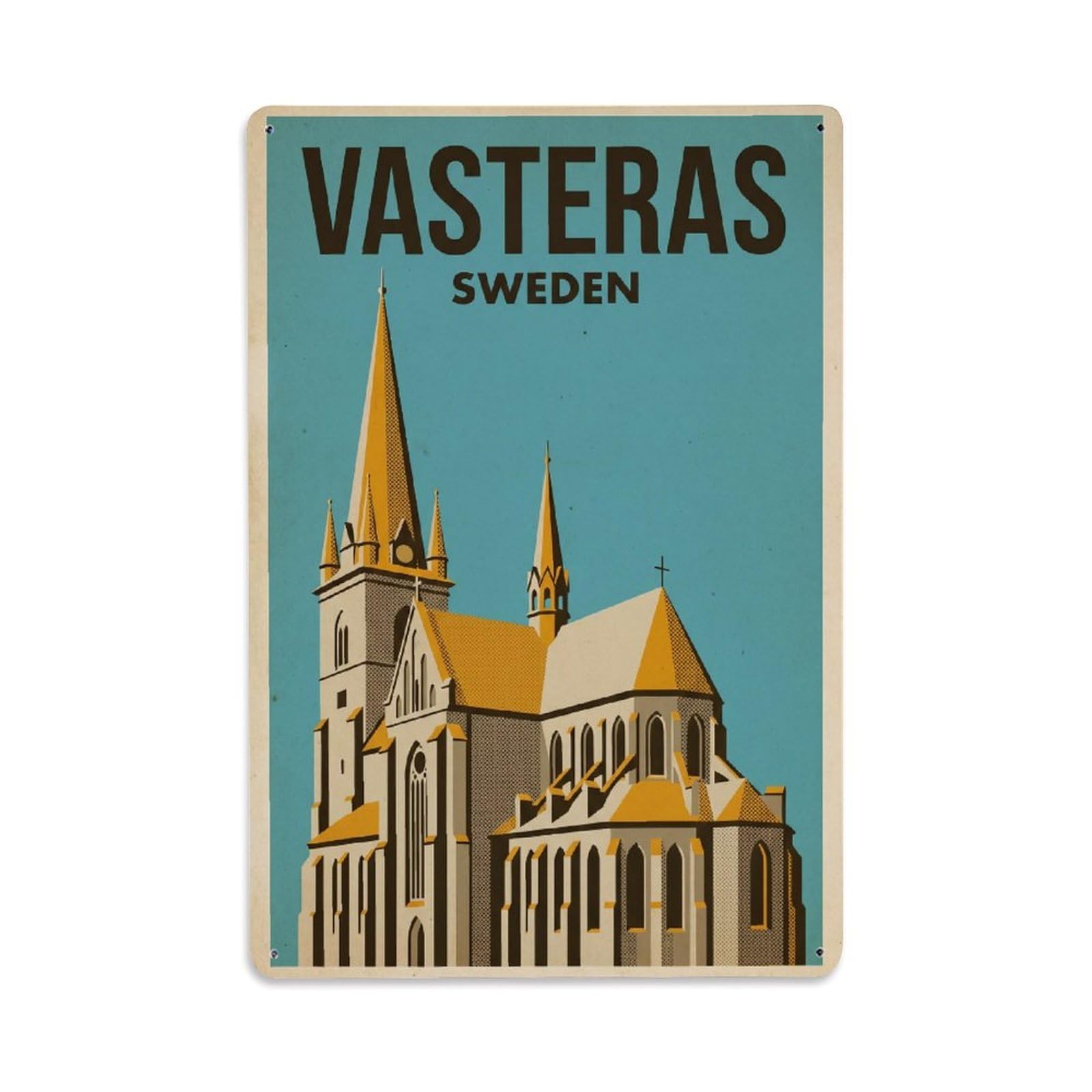 Vintage Sweden Vasteras Metal Tin Sign Plaque Wall Decor for Cafe, Club Bar, Office, Garden Metal Poster 8x12Inch