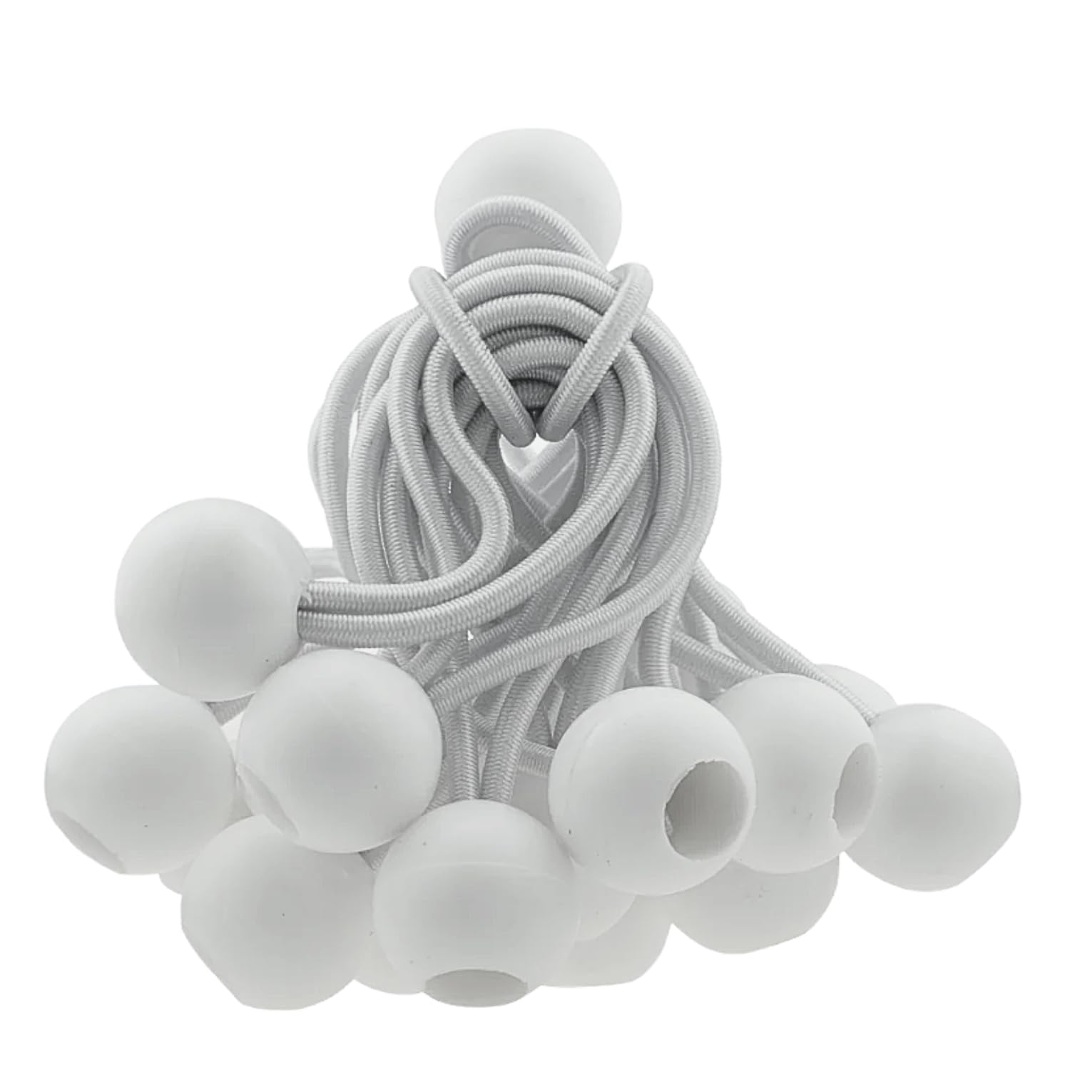 Bungee Ball Elastic Cord White Loop Shock Cords Easy Fix Ties Tarp Tent Canopy Strong Universal Use Camping Hiking Gardening (30, 6")