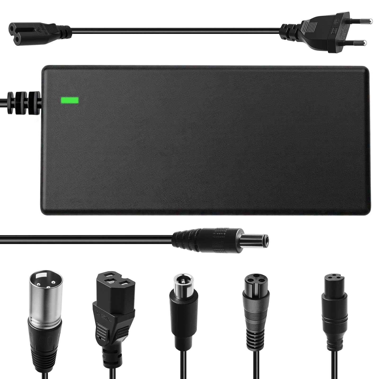 Cargador Patinete Electrico 42V 2A Compatible con Xiaomi Hoverboard M365 Baterías con 6 Conectores Universal para Scooters Eléctricos, Bicicleta de Equilibrio