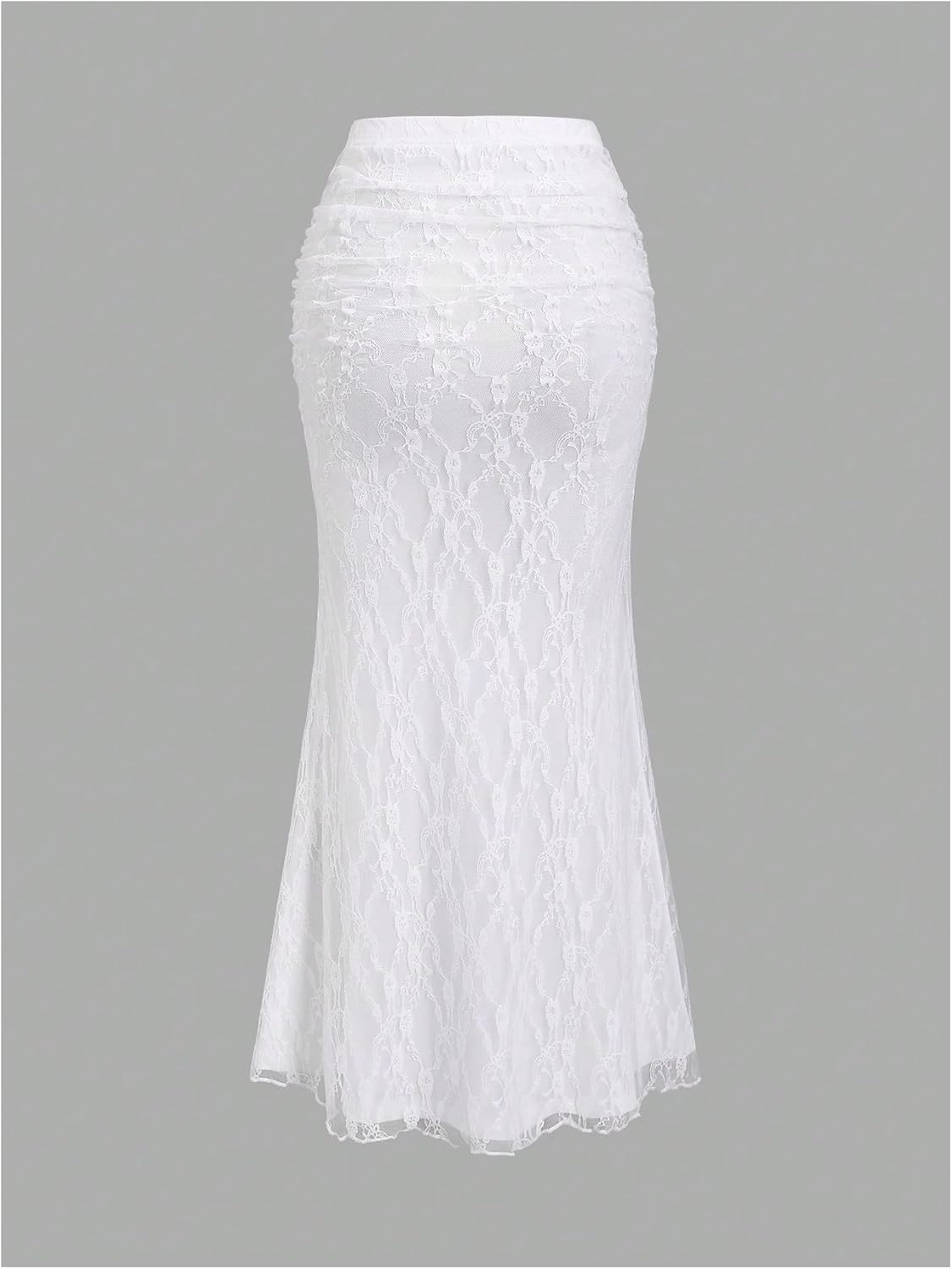 SHENHE Women's Elegant Lace Long Skirt Elastic High Waisted Ruched Bodycon Fishtail Skirt - Image 2