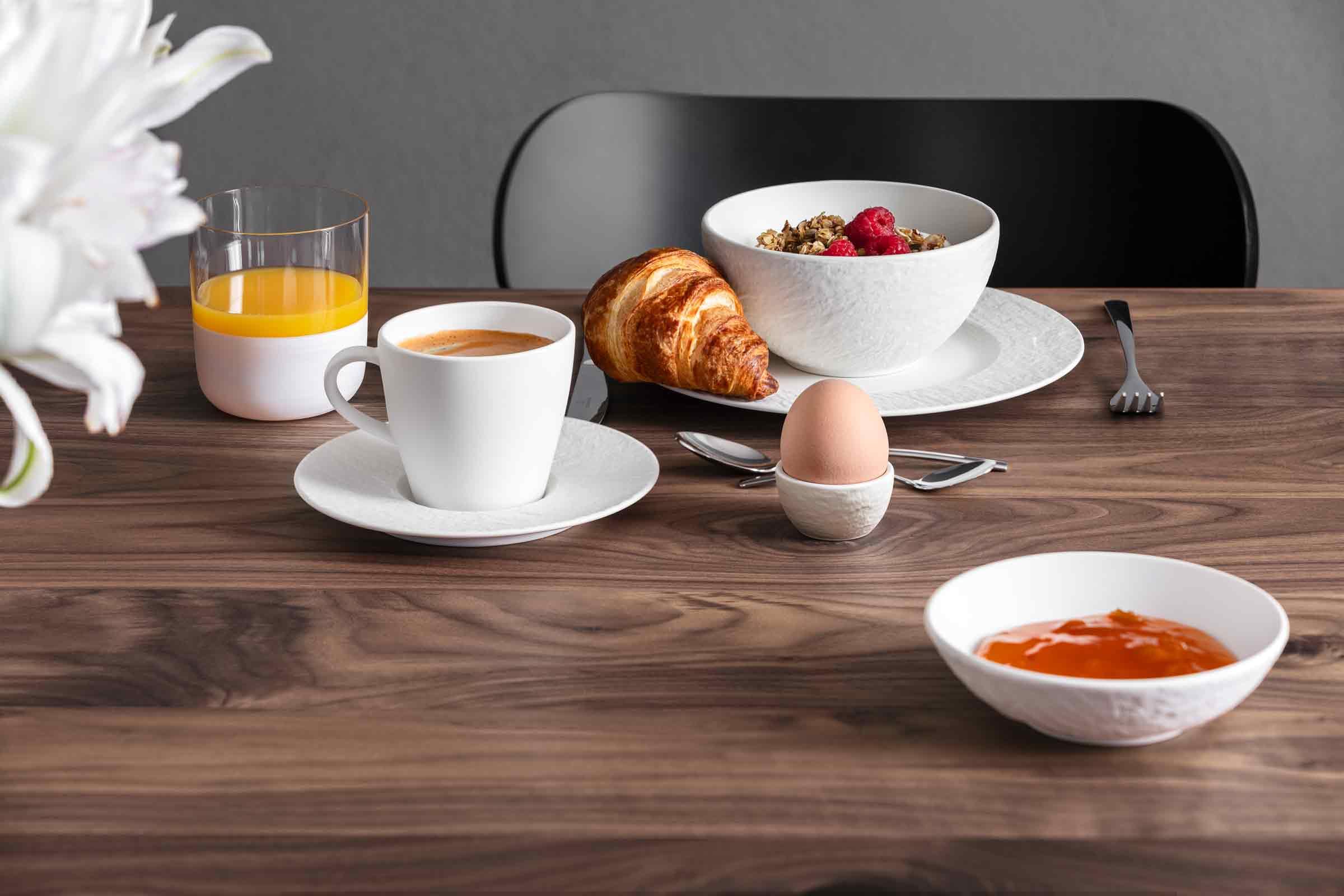 Villeroy & Boch – Manufacture Rock Ice Starter-Set 6 teilig für 2 Personen, Spülmaschinenfest, Mikrowellensicher, Geschirr Set, Tafelservice, Essgeschirr, Premium Porzellan, Weiß glänzend