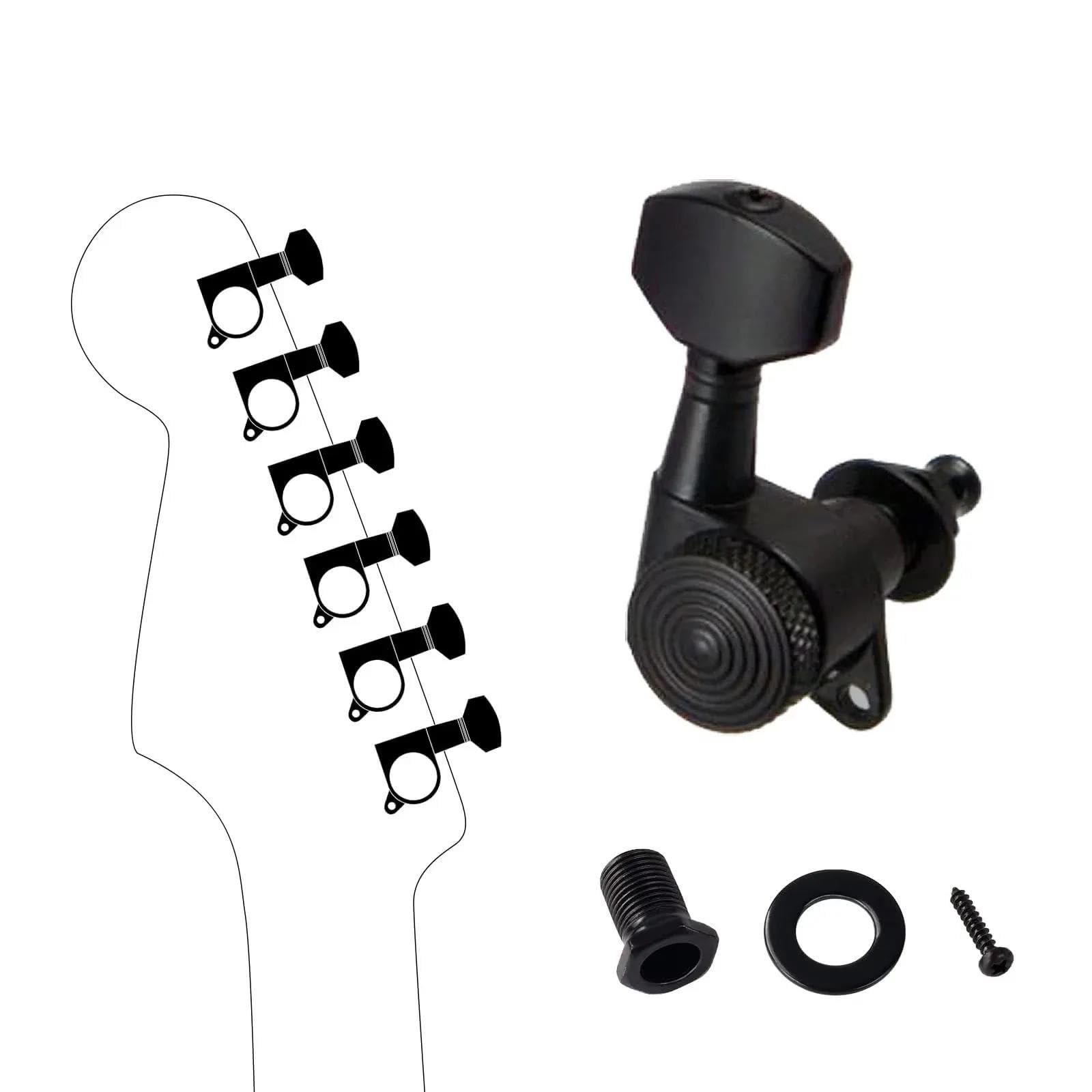 Juego De Afinador Guitarra 3R3L Con Bloqueo Automático Negro Para Modelos ST TL Clavijas Guitarra