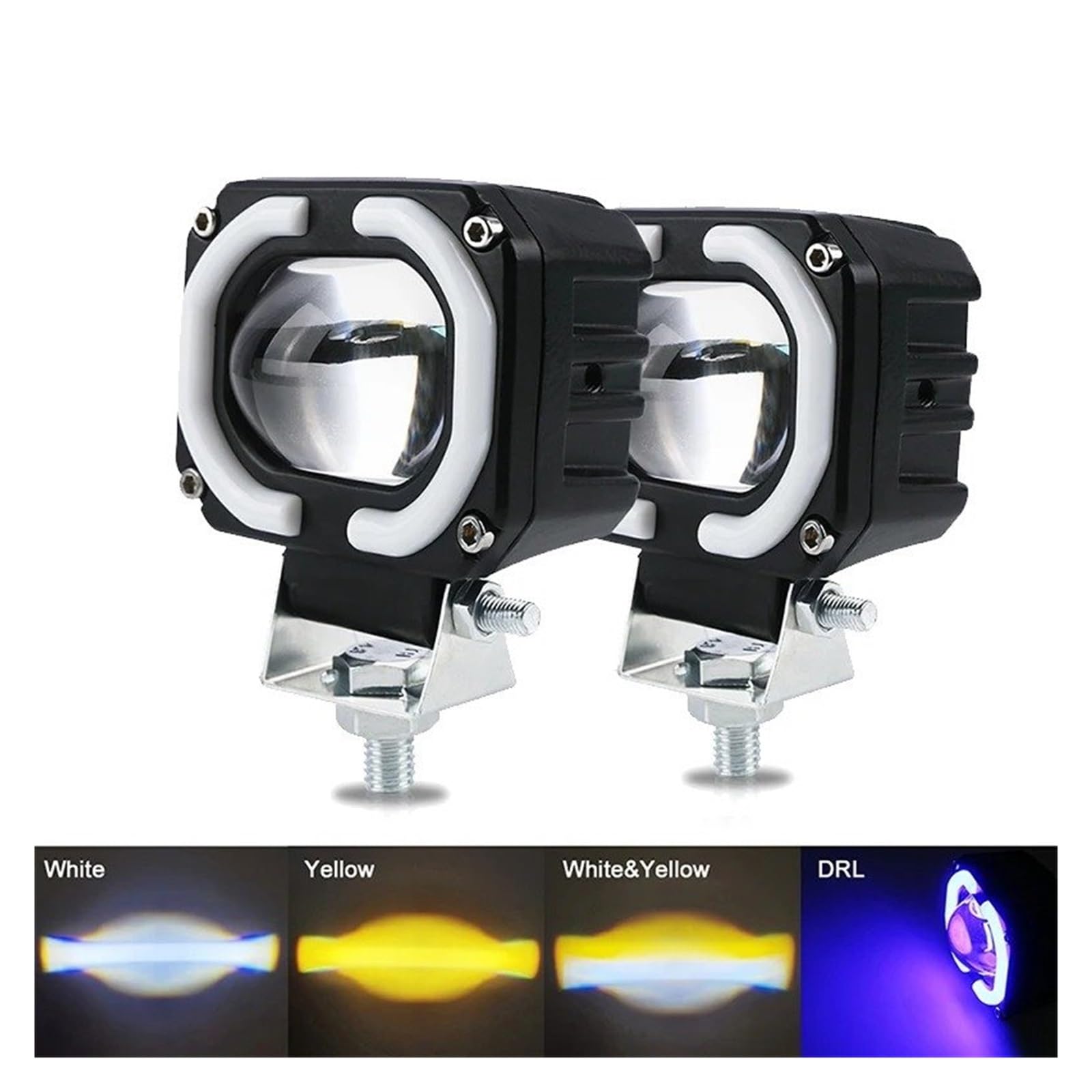 2 Pezzi Fari Fendinebbia Per Moto Per Auto Per Camion Fuoristrada Angel Eyes LED Faretti Portatili Guida Per Barca Faro Del Motociclo(Blue 2pcs)