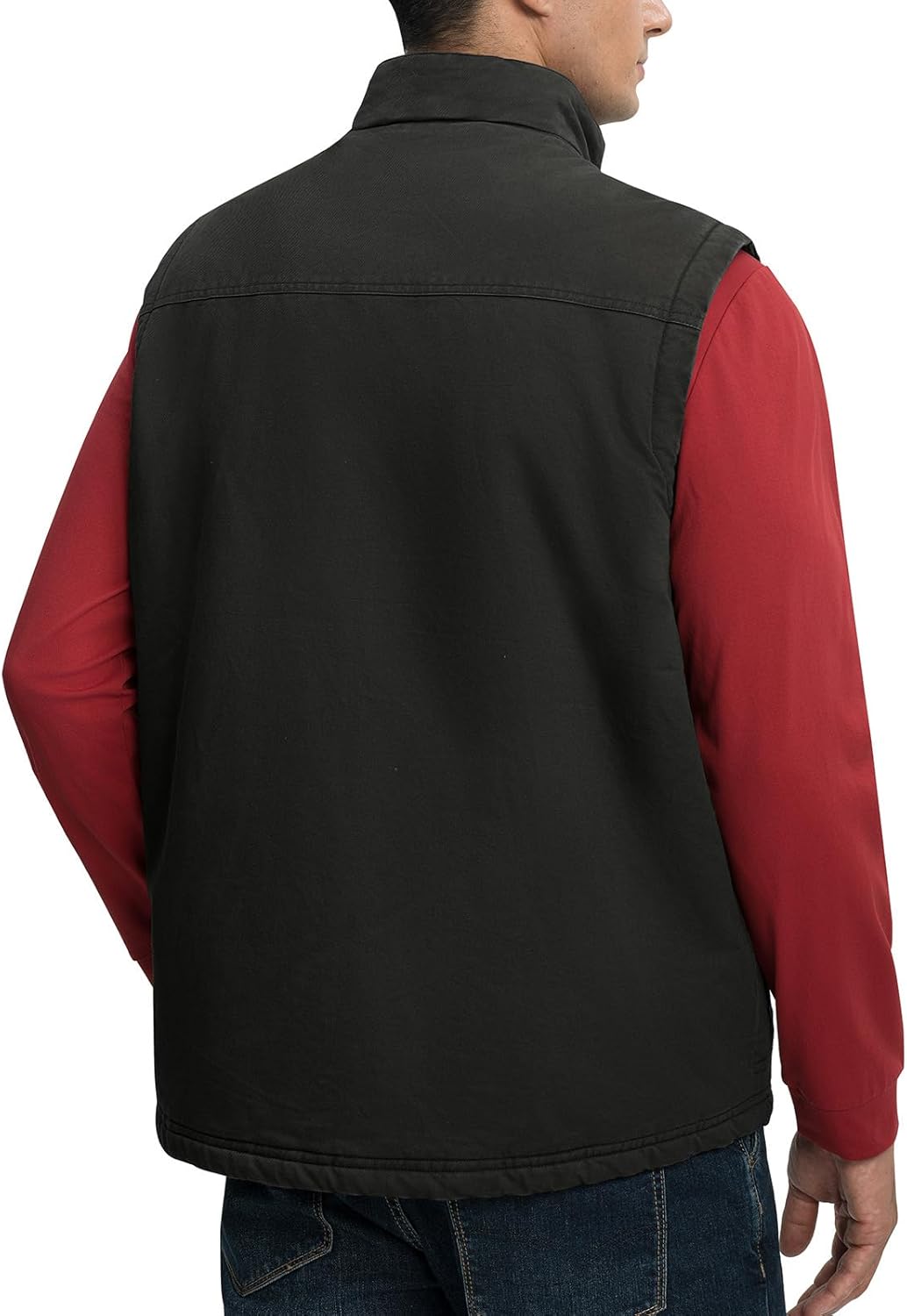 TBMPOY Men's Winter Vest Outerwear Fleece Sherpa-Lined Casual Vests Warm Cotton Jacket With Full Zipper - Image 6