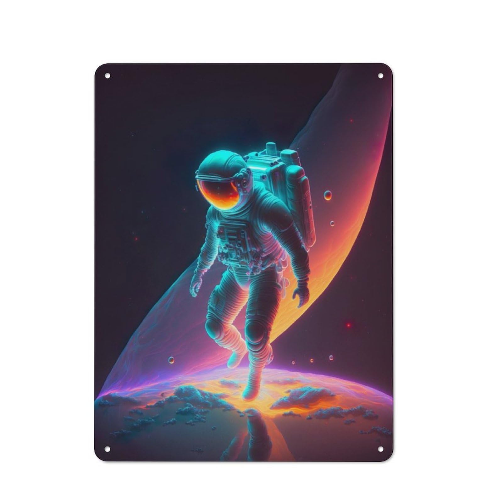 Junmoney Fancy Colorful Astronaut Loft Style Metal Wall Sign 40X30cm Featuring Studio Wall Art For Loft, Studio, Office Or Creative Room