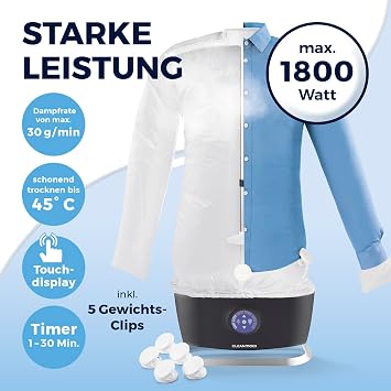 CLEANmaxx automatic shirt press PRO STEAM with steam function & touch display ironing device for shirts & blouses reduced smells disinfected smoothes dries & freshens