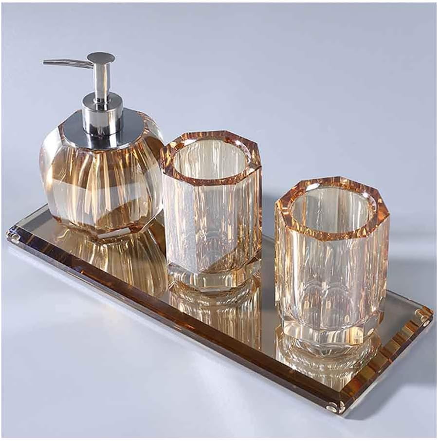 Amazon.com: XDD Crystal Glass Bathroom Accessories Set 4-Piece Light ...