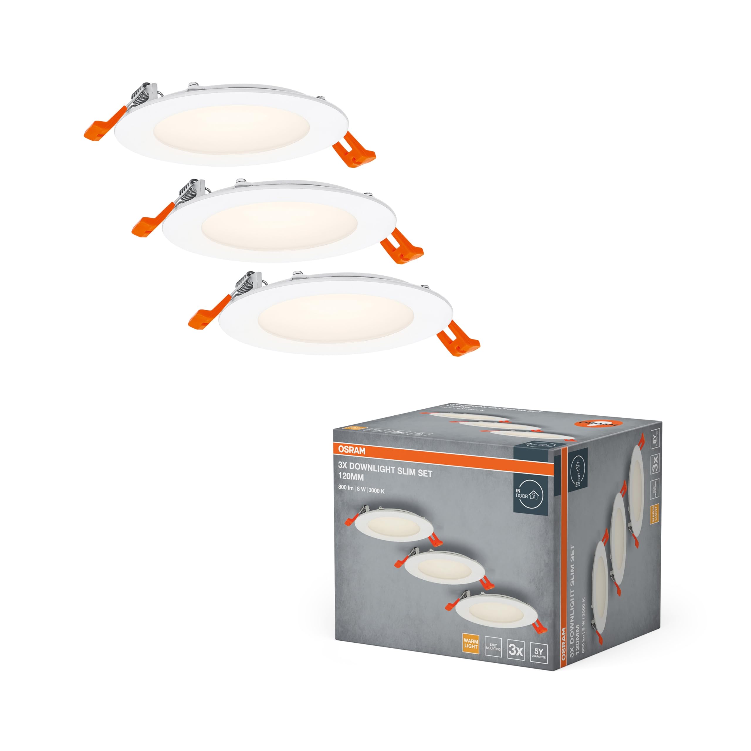 OSRAM Zestaw opraw wpuszczanych ze zintegrowanym sterownikiem, wąski 3x120mm 3000K w kolorze białym wykonany z tworzywa sztucznego, stopień ochrony IP20 do różnych zastosowań wewnętrznych, w tym